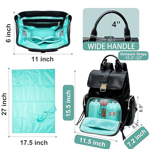 Miniatura 4 de MOMINSIDE Bolsa de pañales Mochila, Bolsa de pañales de cuero Bolsas organizadoras, Bolsa de viaje para bebés, Búsqueda de registro de bebé, Gran