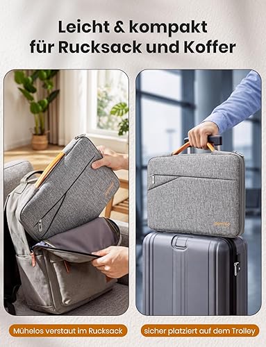 DOMISO Laptop Bag Laptop Bag Notebook Sleeve Case Bag Protective Case Compatible with 15 Inch MacBook Air M4 M3 M2, MacBook Pro, 14-15 Inch HP Dell ASUS Lenovo, Laptop Case Women with Handle, Grey - 6