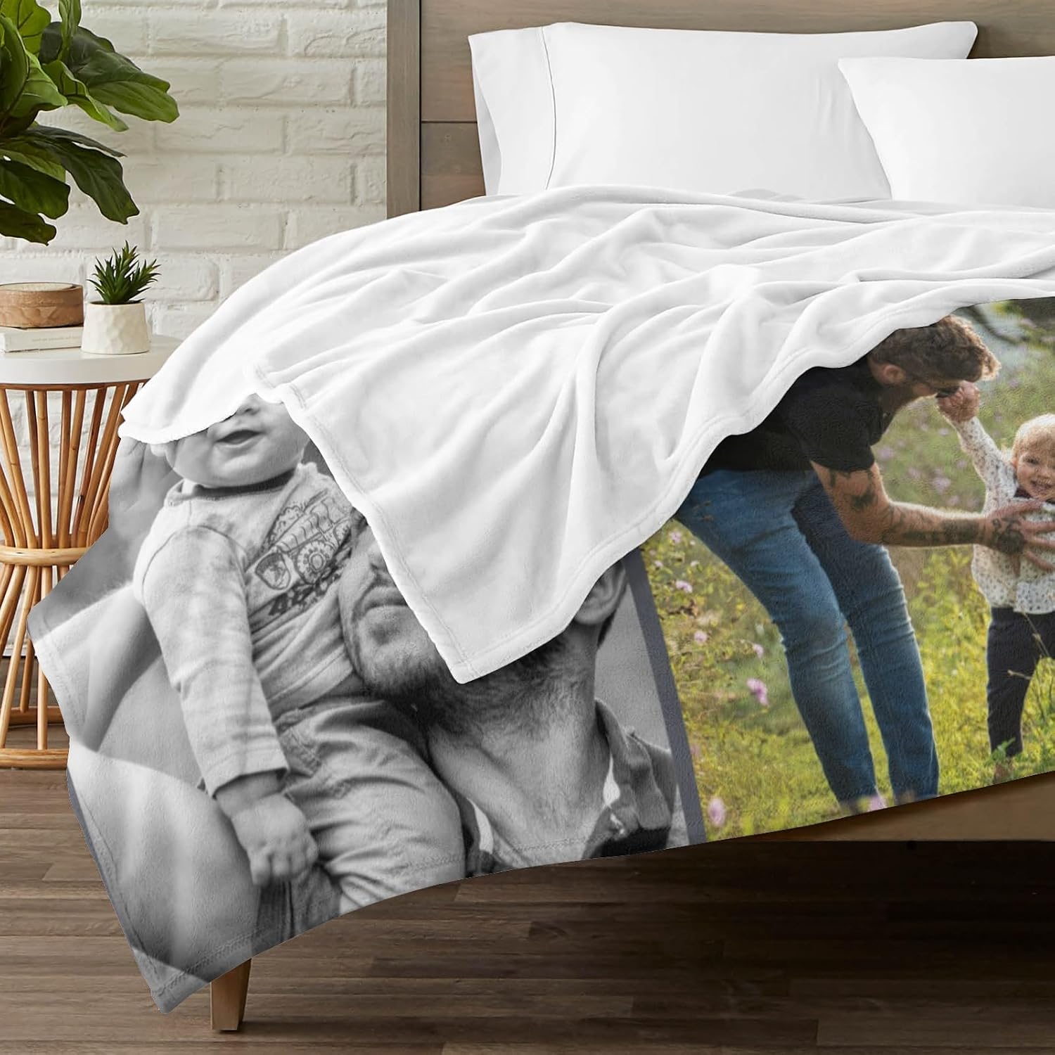 Artsadd Father's Day Blanket for Dad Father, Custom Blankets with Picture Text, Customized Throw Blanket for Dad Father, Made in USA