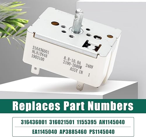 Miniatura 4 de 316436001 Range Surface Element Switch Reemplazo para Frigidaire 8 pulgadas estufa superficie quemador Infinite Switch Parts PS1145040 316021501