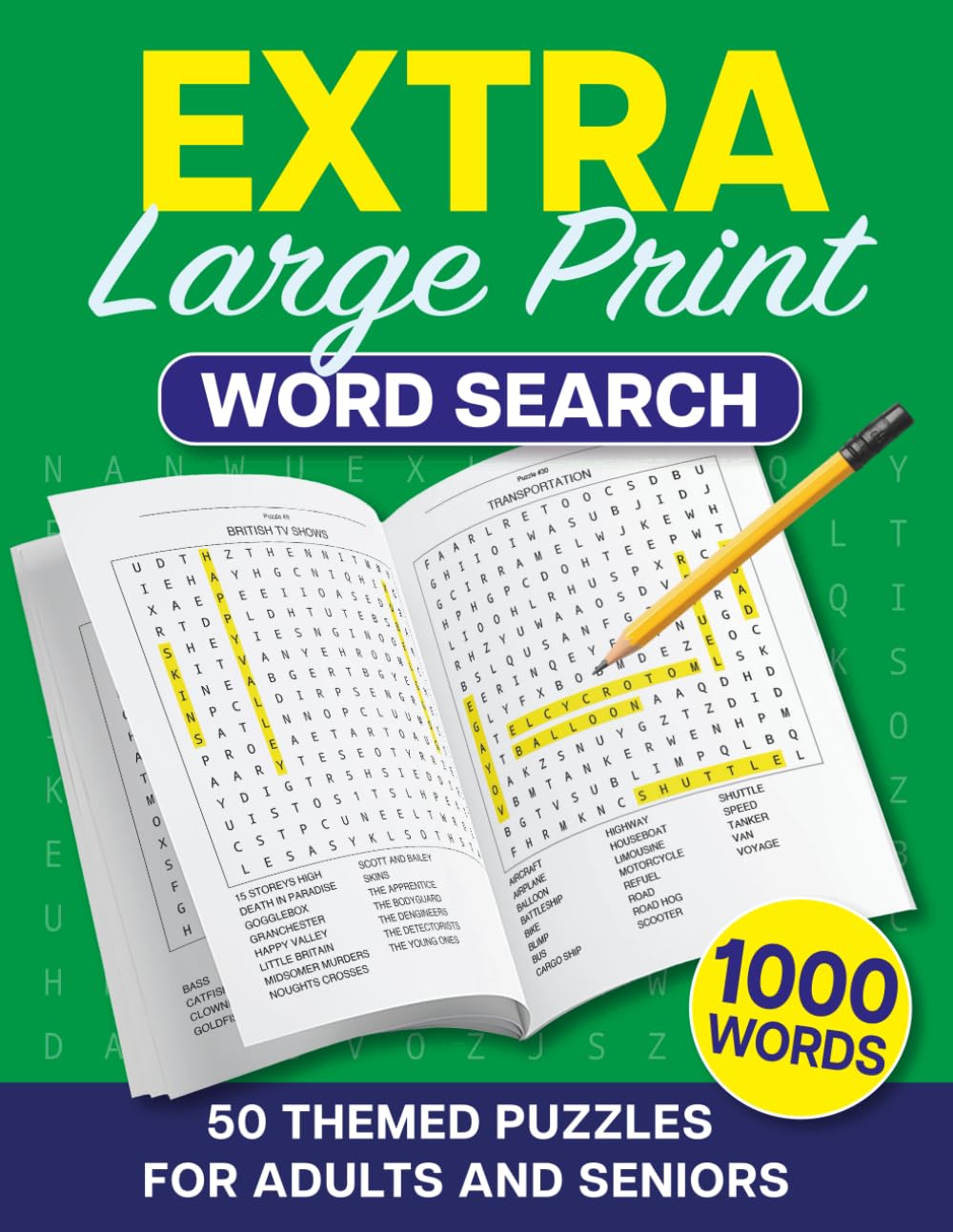 Extra Large Print Word Search 1000 Words 50 Themed Puzzles for Adults and Seniors: Extra Large Print Word Search Puzzle Book
