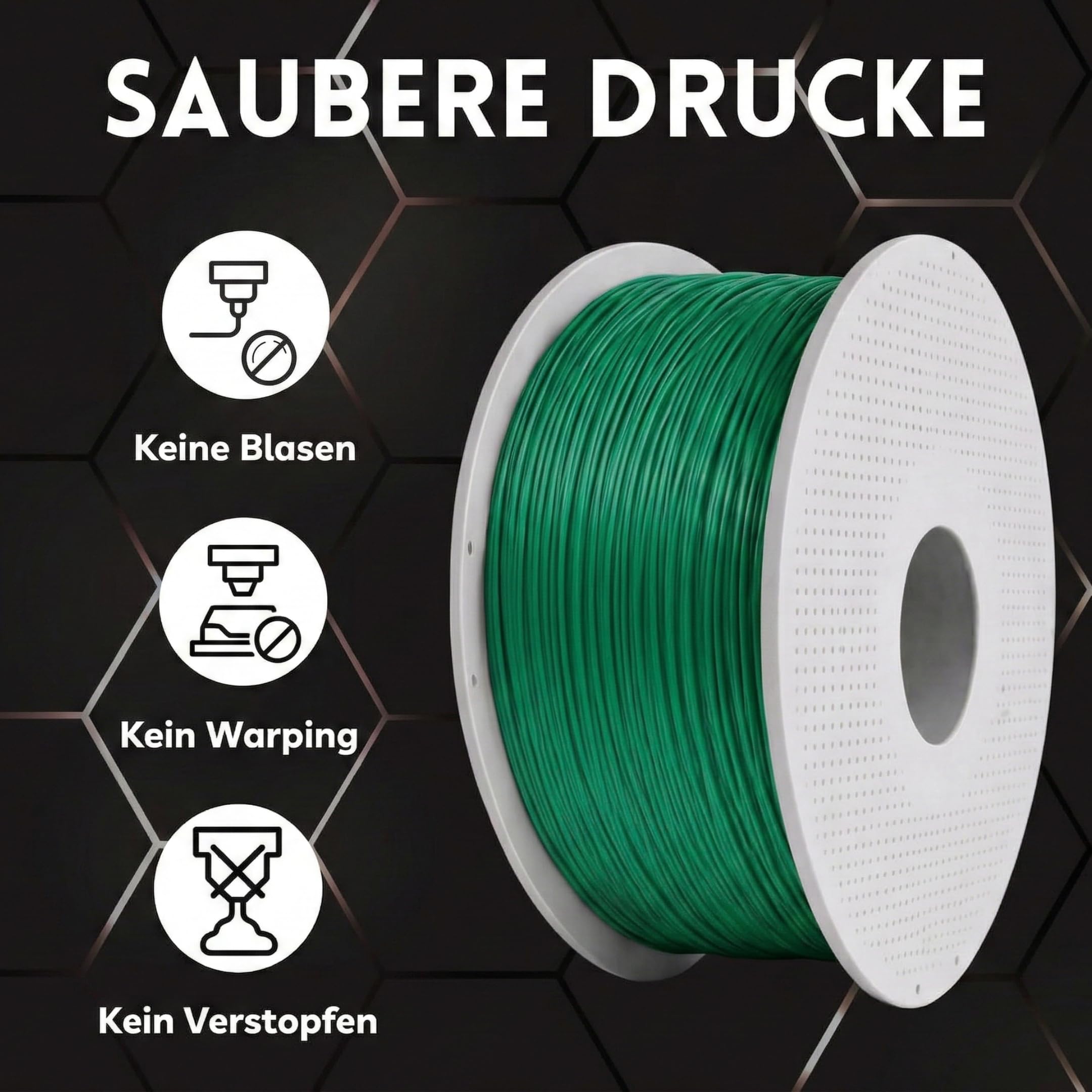 PETG HF originale con chip RFID per Bambu Lab con bobina vuota per Bambulab AMS P1S P2S P1P X1C H2D H2C H2S, rotolo di accessori PET-G High Flow per stampante 3D (verde (33500)