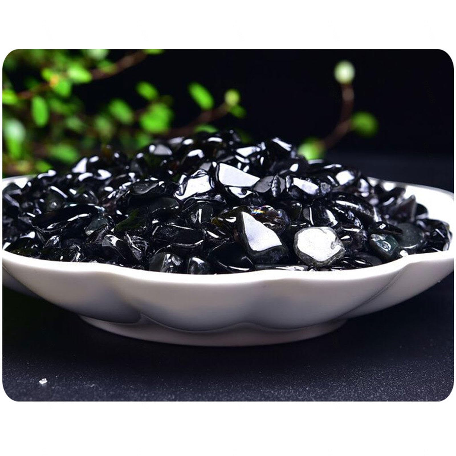 2.2lb/1kg Piedra Triturada de Virutas Caídas a Granel | Pequeñas Piedras Pulidas de Obsidiana Negra Natural | Cristal Curativo de Energía | Regalos | Reiki | Decoración del Hogar,7-9mm