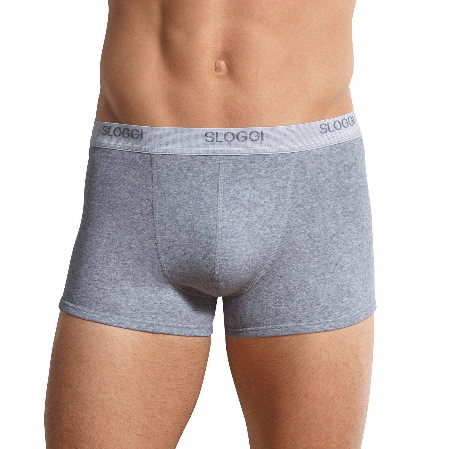 Sloggi Men's Grey Basic Short Boxer Trunk, Melange - M