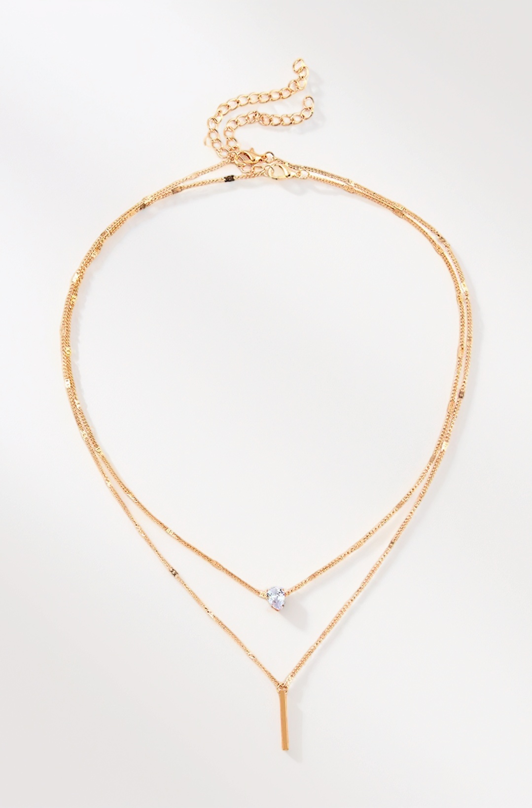 Stylish Multilayer Crystal Chain Pendant Necklace for Women and Girls (14563np), Gold