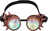 Vista 41 de Gafas caleidoscopio para raves trippy psicodélico steampunk con lentes de cristal de difracción de prisma arcoíris Negro