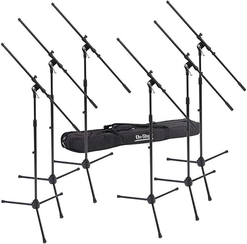 On-Stage MSP7706 Euro Boom 6 - Soportes de micrófono con bolsa de viaje (para micrófonos vocales e instrumentos, altura ajustable, resistente,