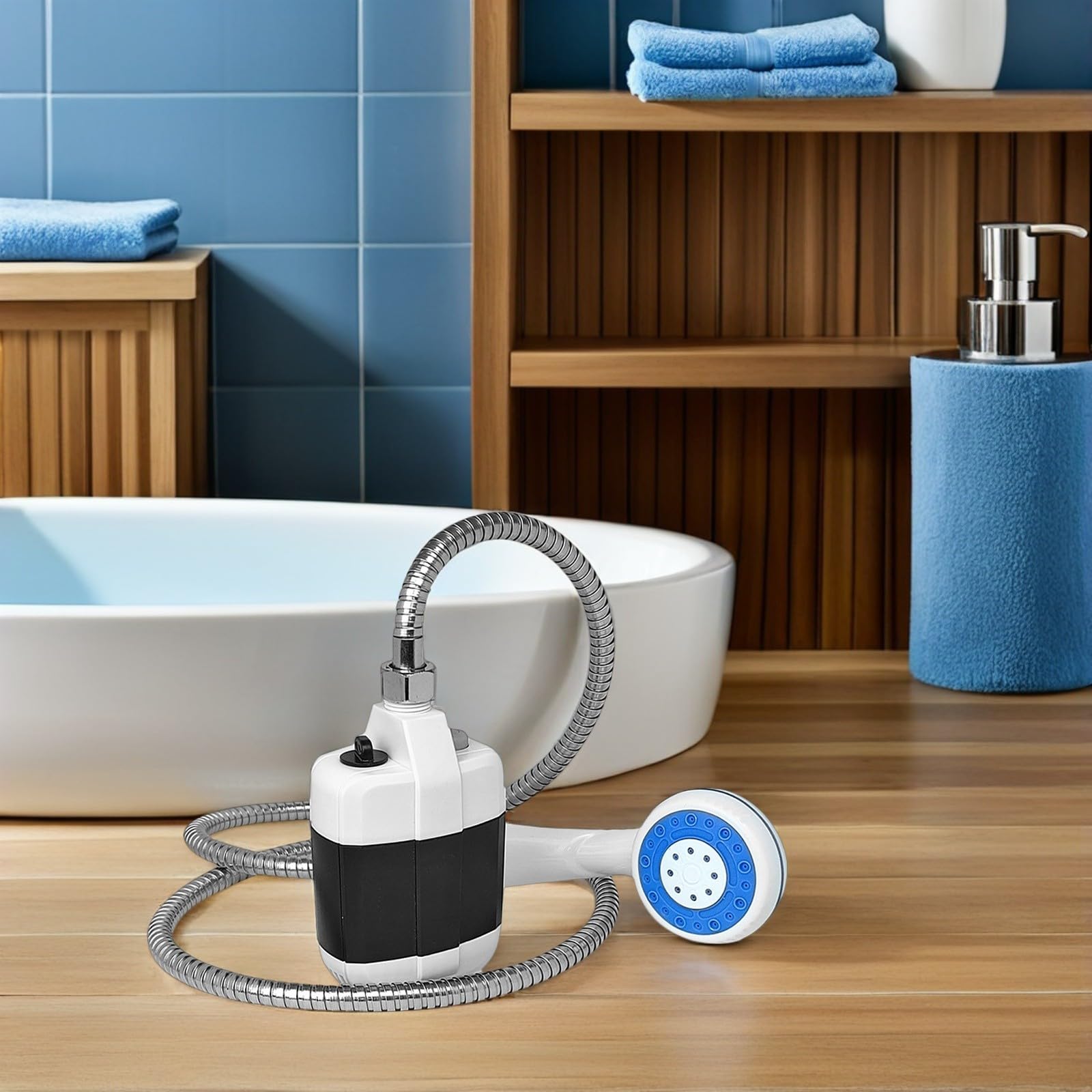 YARNOW Doccia da Campeggio Portatile USB Ricaricabile, Sprayer | Ugello Multifunzione, Design Compatto, Metallo, Uso Domestico e Indoor