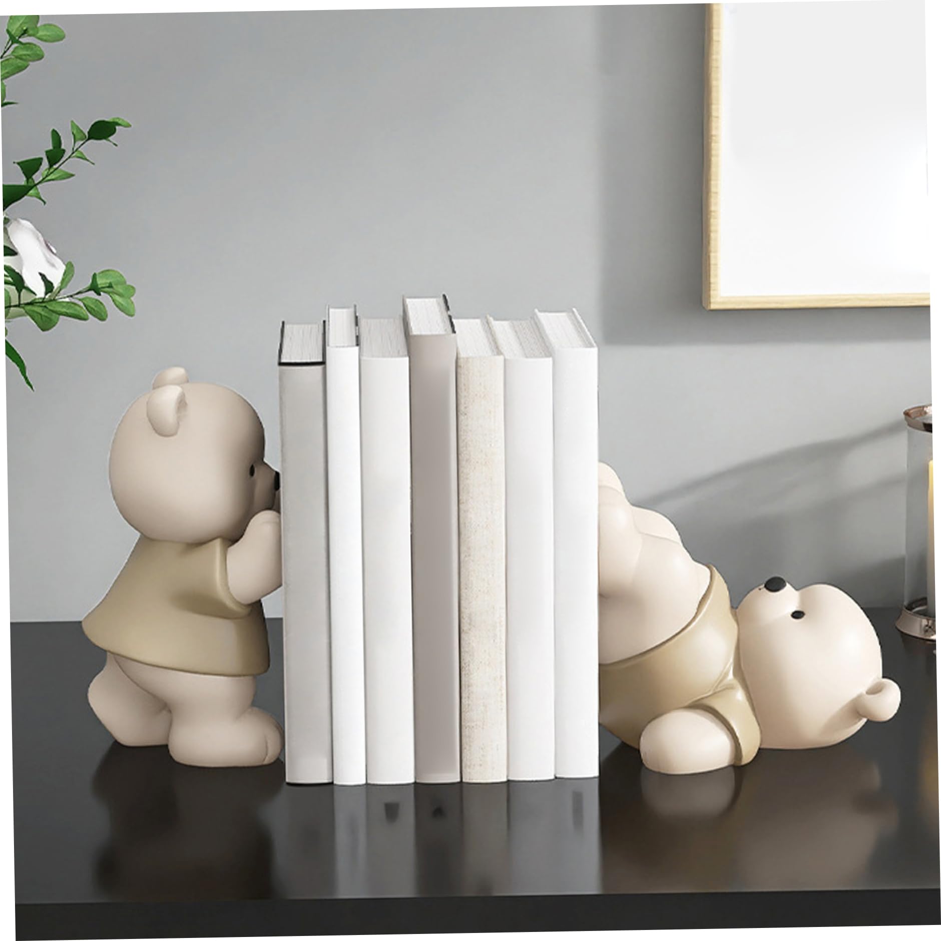 1 paio di fermalibri decorativi a forma di orso, in resina, per mensole, scrivania, casa, ufficio, antiscivolo e impermeabile, simpatico regalo di inaugurazione della casa