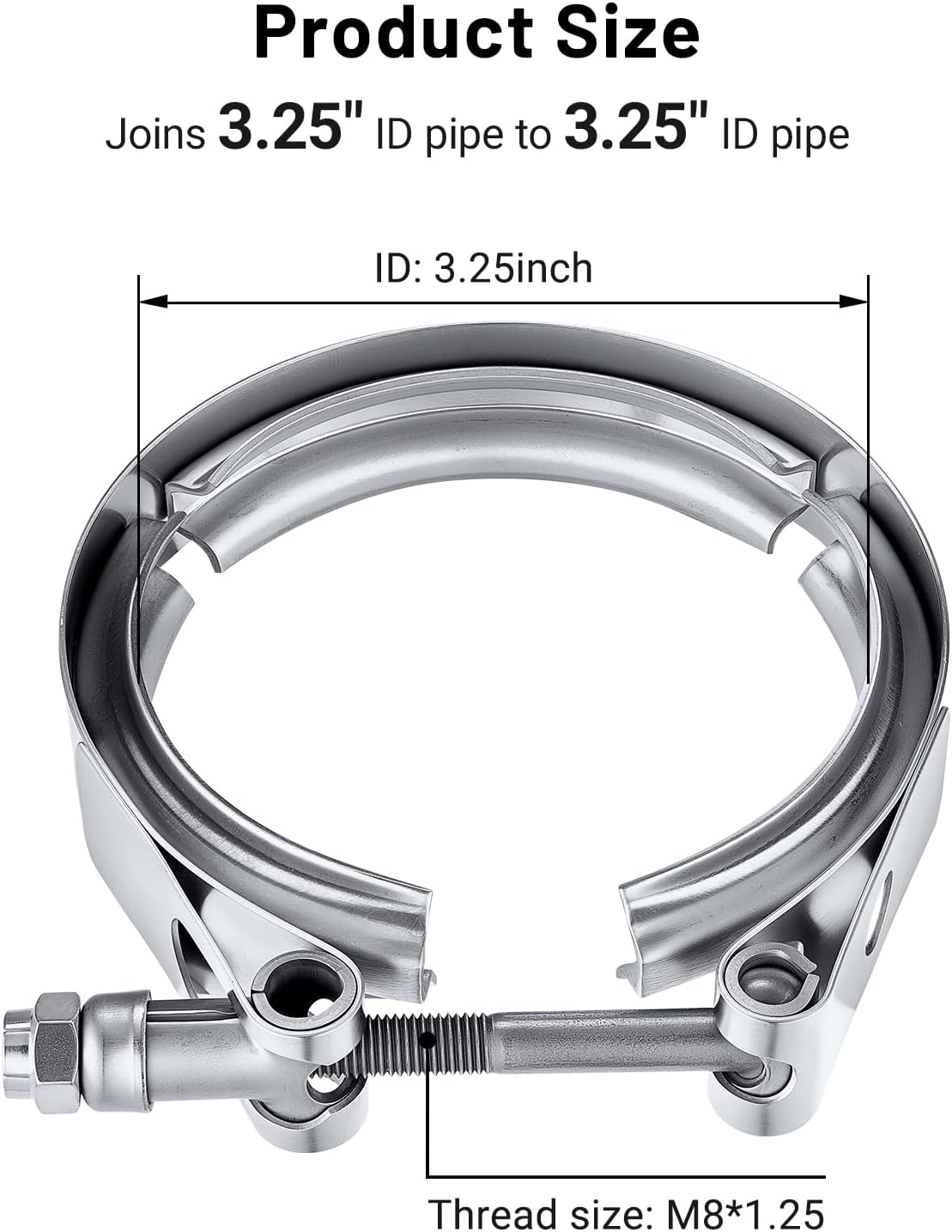 EVIL ENERGY V Band Clamp for Flange Kit Stainless Steel (1, 3.25")