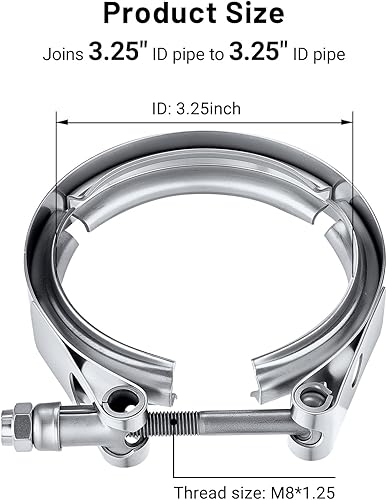 Miniatura 7 de EVIL ENERGY Kit de abrazadera de banda en V de 3.0 pulgadas para brida de acero inoxidable