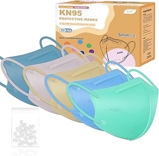 Kids KN95 Masks for Children, 50 Pack Individually Wrapped Disposable Face Masks, 5 Layers Colorful KN95 Mask, Breathable & Comfortable, Filter Efficiency ≥95%