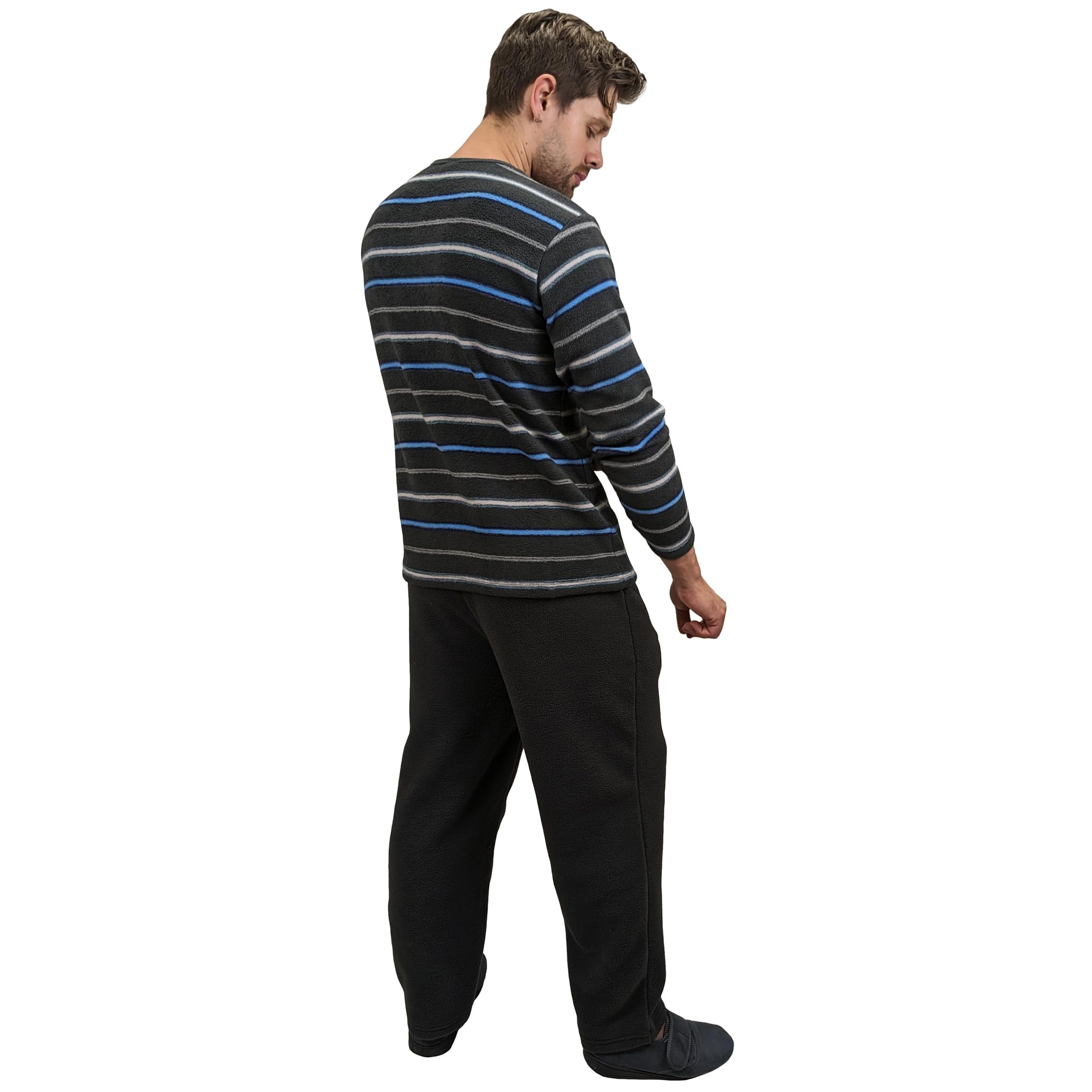 Conjunto de pijama de forro polar cálido para hombre, conjunto de pijama de invierno