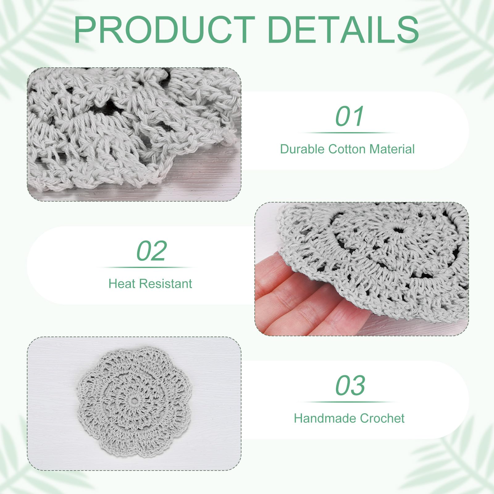 M METERXITY 4-Pack Handmade Crochet Coasters - Image 2