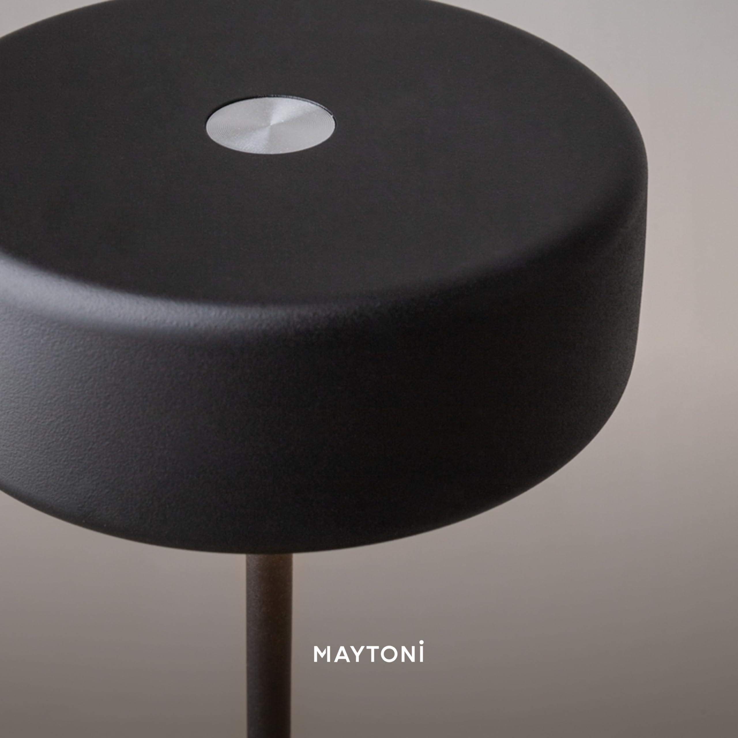 Maytoni Akku-Tischleuchte Symbia Schwarz, LED integriert 3W dimmbar, 3 Farbtemperaturen 2200K 3000K 4000K, kabellos Aluminium, IP20, Tischlampe