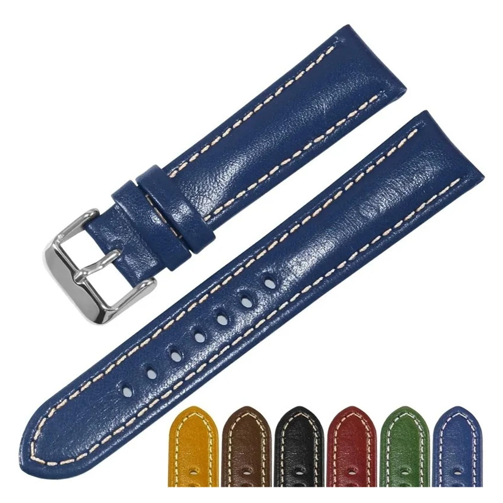 LUGEMA Bracelet De Montre En Cuir Véritable De Vachette À Interface Plate De 20 Mm