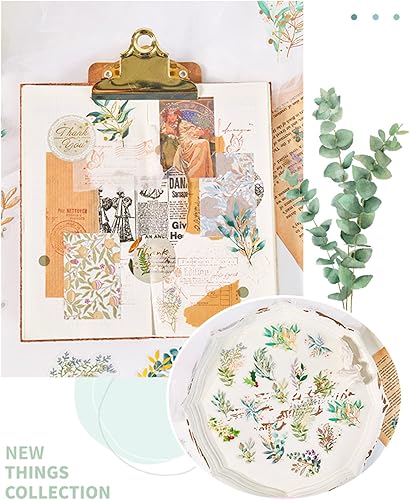 Miniatura 5 de Aromoty Juego de 120 calcomanías holográficas de lámina dorada con 3 temas, calcomanías de resina transparente impermeable vintage para álbumes de