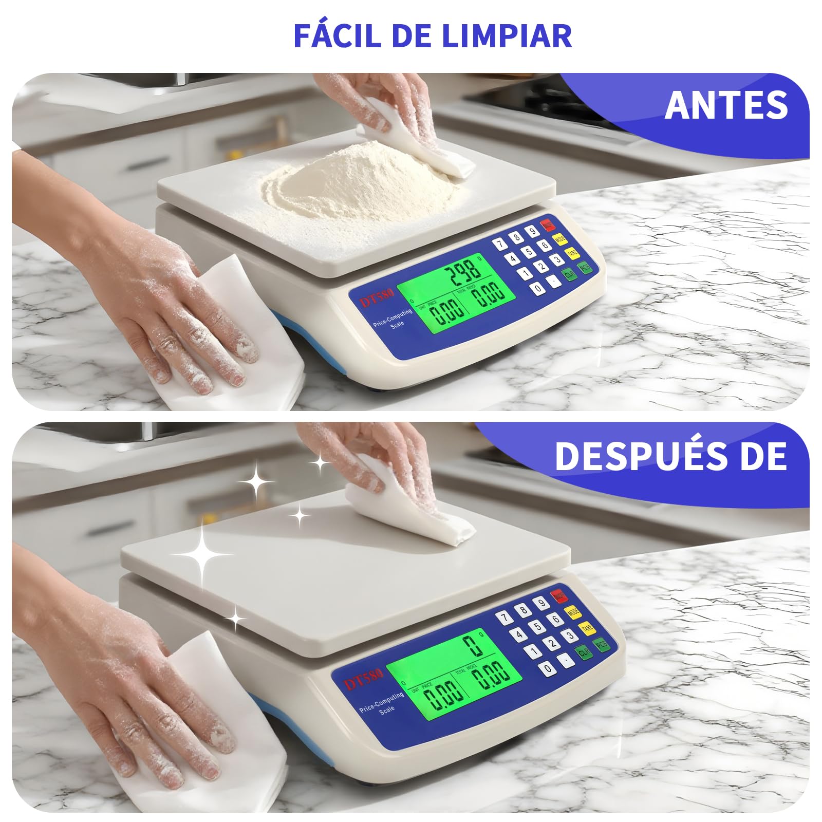 bascula cocina profesional, 25kg /1g bascula de cocina digital, con Pantalla LCD balanza de cocina con PCS Función y Tara peso electronico cocina 3 Unidades Para Alimentos Repostería Pesaje Bascula