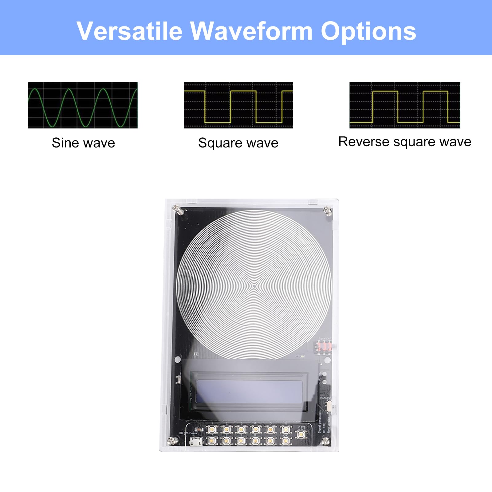 Eujgoov Generador de Resonancia, Frecuencia Ajustable de 0,01-299000 Hz con Ondas Invertidas Cuadradas Sinusoidales Puras para Relajación en Estudio de Laboratorio (BLACK)