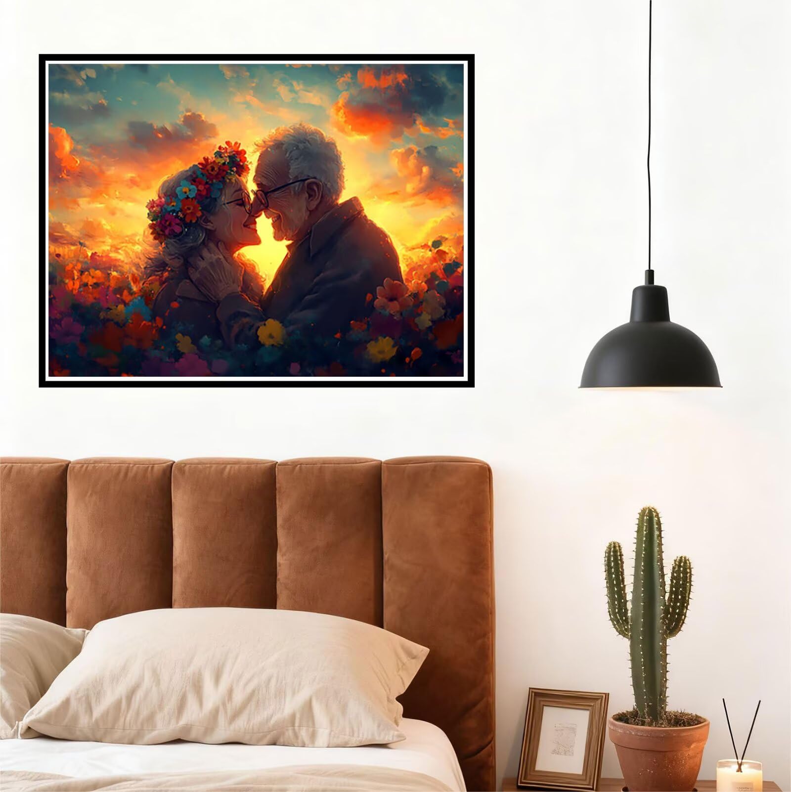 Paar Malen Nach Zahlen Erwachsene Blume Malen Nach Zahlen Kinder ab 7, Set Erwachsene Bastelsachen Kreativ Set für Kinder Geschenke für Männer, Weihnachten Halloween Deko Ohne Rahmen 60x80cm H - 678