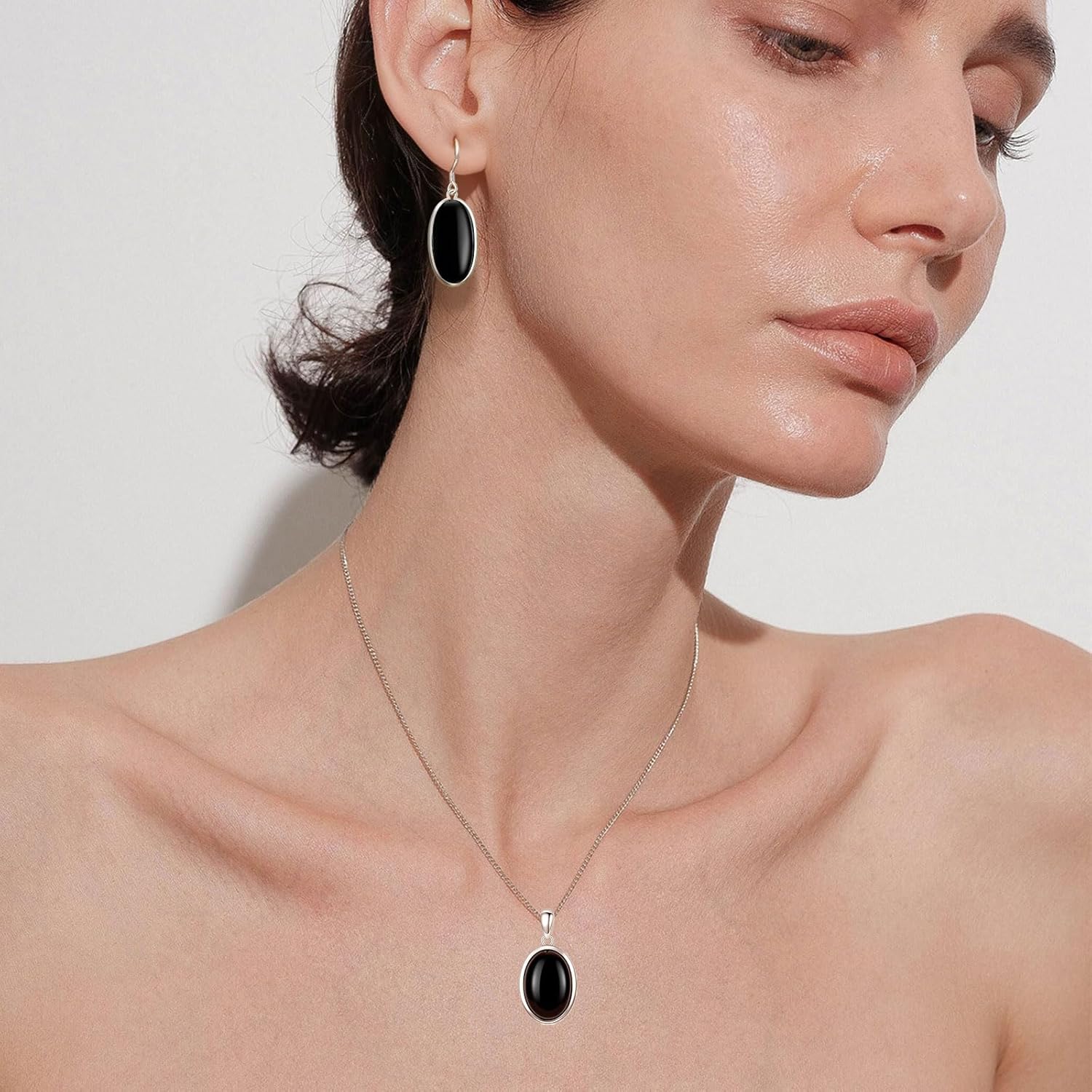 Large Genuine Black Onyx Dangle Earrings for Women 925 Sterling Silver Real Black Onyx Large Drop Earring Jewelry for Her Wife Mother