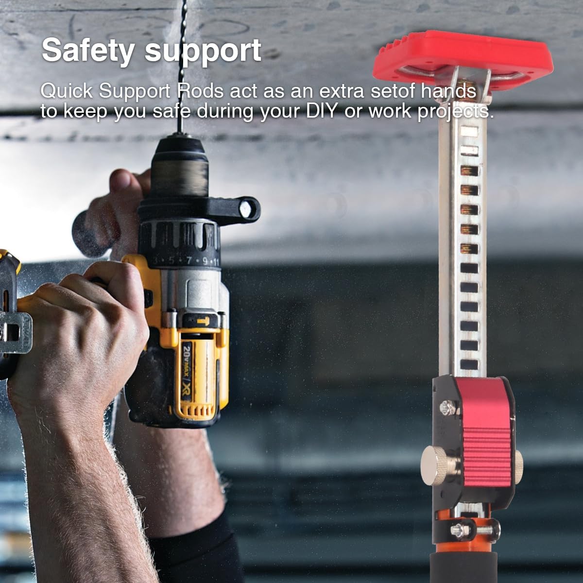 3rd Hand Support System, Quick Support Rod, 264LBS/120KG Capacity per Pair, Extends from 35'' to 63'', Adjustable Support Pole for Cabinet Installing Cargo Bars Drywall Support, 2 Pack