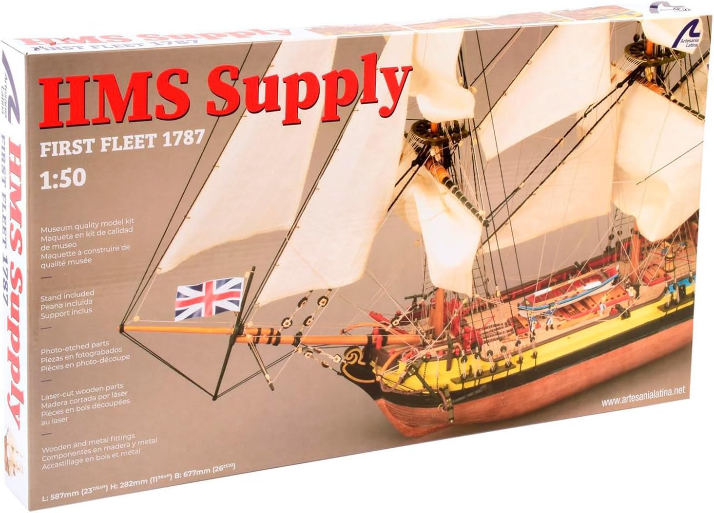 Artesanía Latina - Modello di Barca in Legno – Brigantin Army Inglese, HMS Supply - Modello 22420, Scala 1:50 - Modelli da Assemblare - Livello Medio