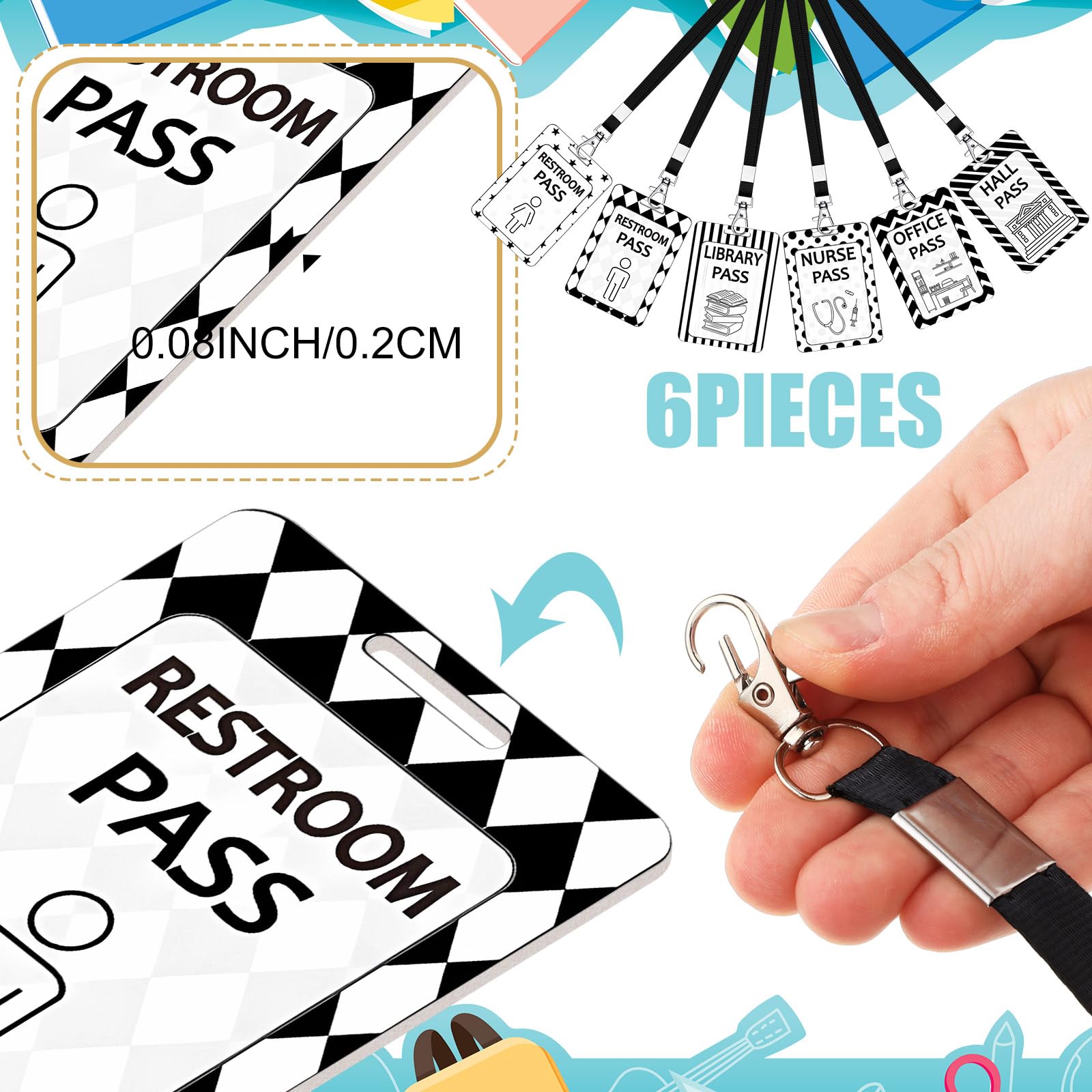 Snapklik.com : Sabary 6 Sets Hall Pass Lanyards And School Passes Set ...