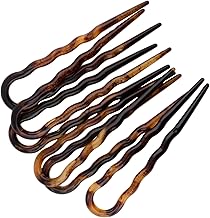 Righe e Pois - 6 FORCINE PER CAPELLI CM 07 MARRONE TARTARUGATO - PEZZI 6 - fermacapelli MADE IN ITALY, 6 forcine per capelli classiche e ondulate in acetato di cellulosa