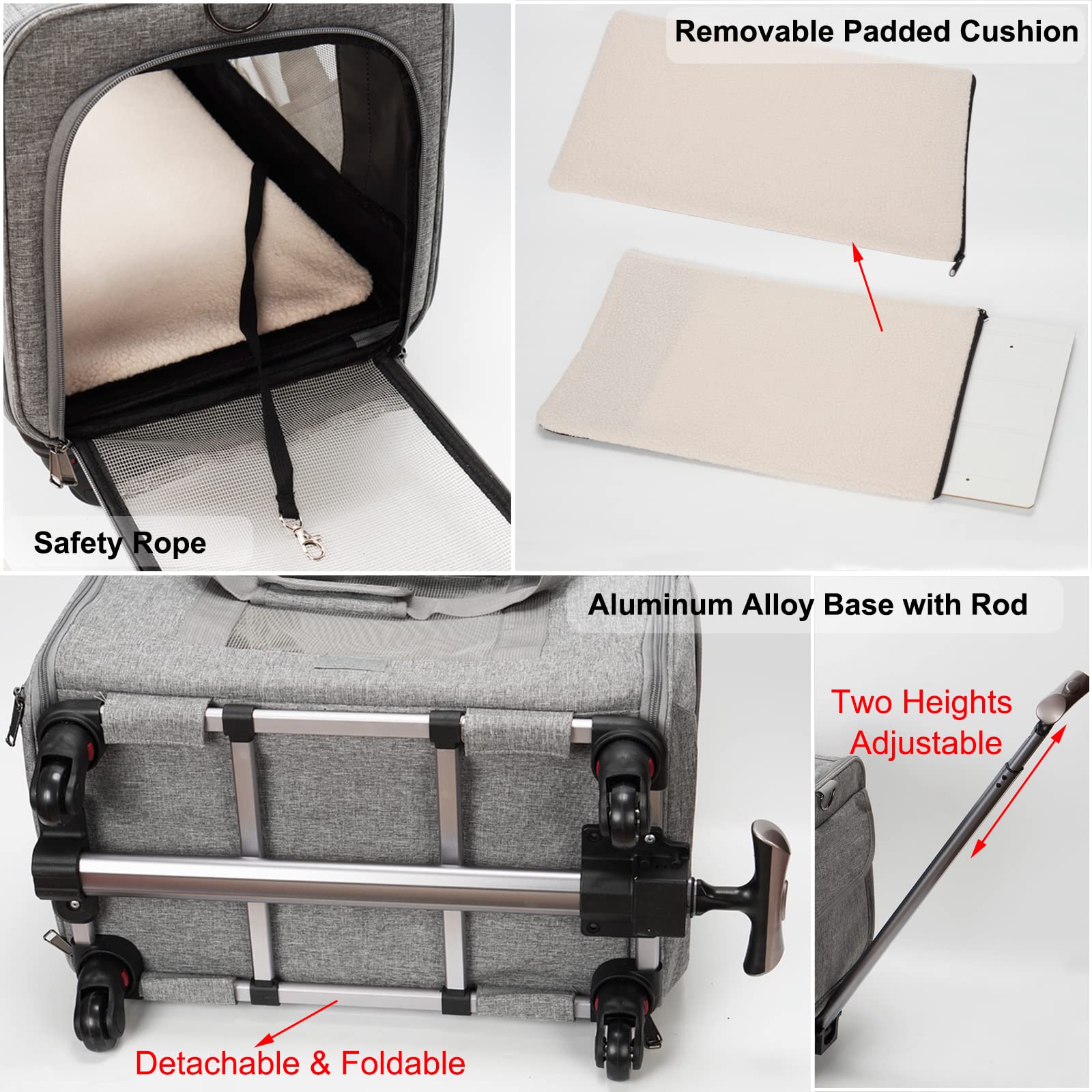 FLYAMAPIRIT Transportin Bolsa portátil para mascotas para perros pequeños y medianos y gatos, con asa telescópica y ruedas desmontables
