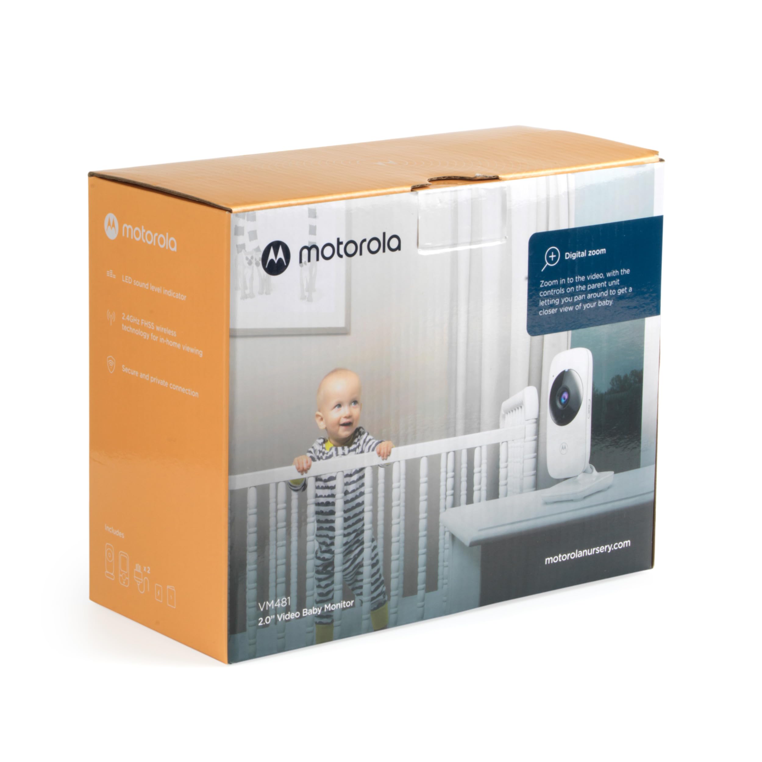 Motorola Nursery VM481 - Monitor de Video para bebé con Unidad portátil para Padres, micrófono de Alta sensibilidad, visión Nocturna infrarroja, Zoom Digital, Plateado (VM 481)