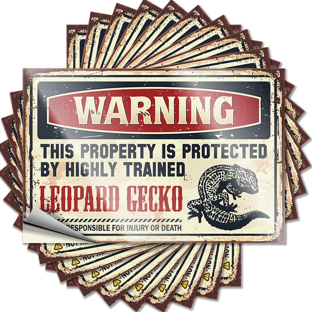 Funny Sticker Optical Illusion Office Accessories for Men Case Warning This Property is Protected By A Highly Trained Leopard Gecko - No Residue Decals for Long(6X9CM)