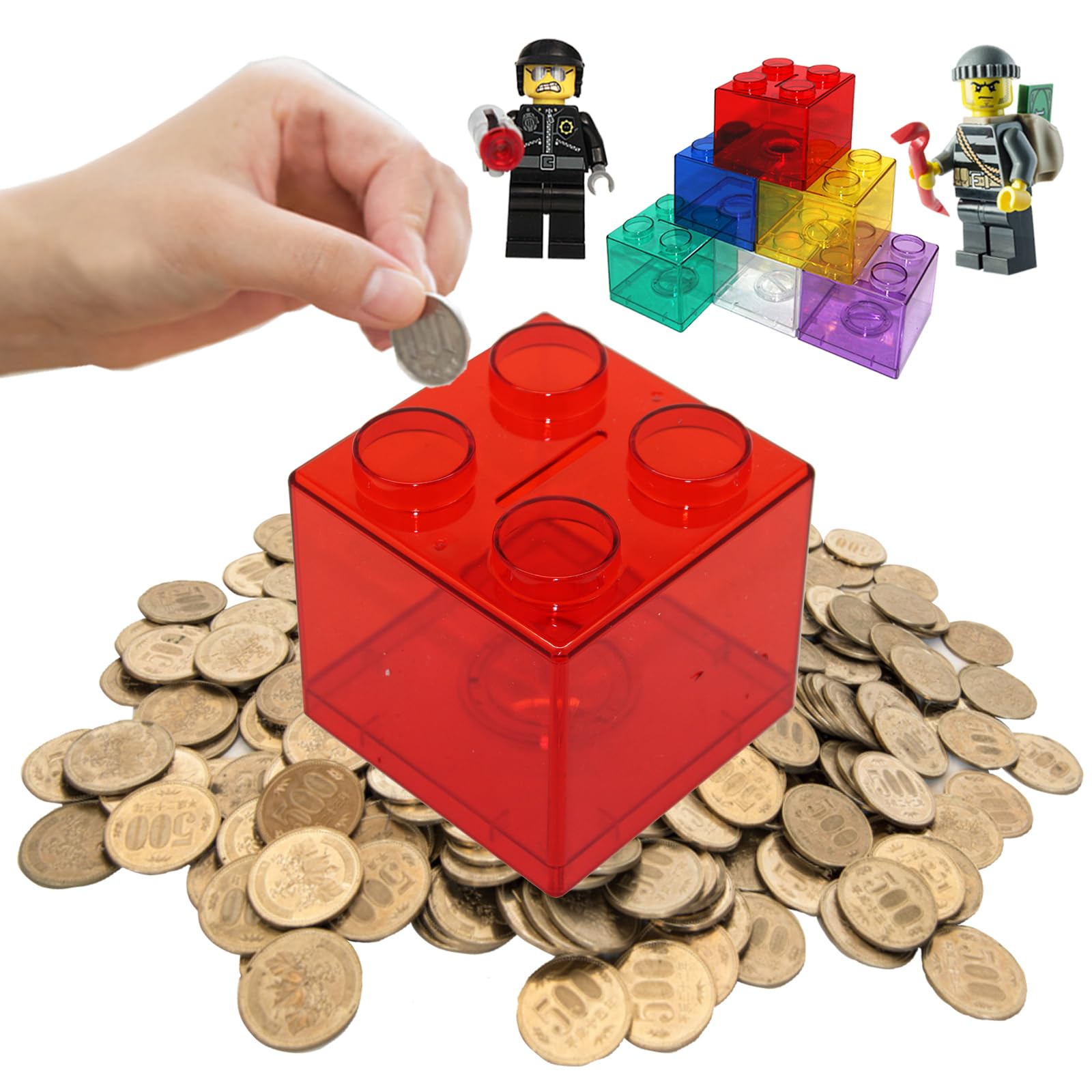 Amazon.co.jp: 【LEGO風】toproduct 貯金箱 おしゃれ 透明 ブロック