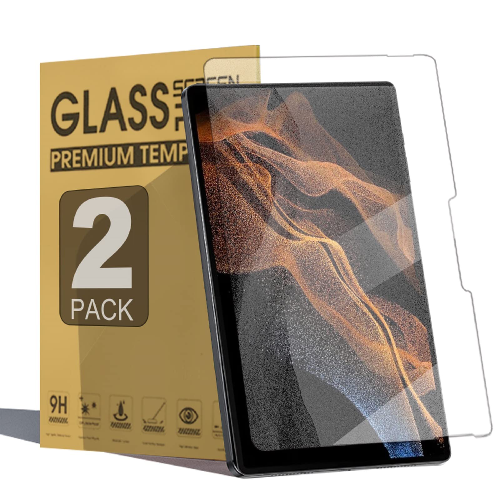 [2 Pack Matte Screen Protector for Samsung Galaxy Tab S10 Ultra 2024 / S9 Ultra 2023 / S8 Ultra 14.6 inch, Anti Glare Tempered Glass Tablet Film, Paper Texture/Bubble-free/S-Pen Compatible