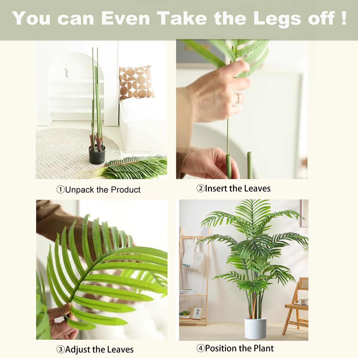 Plantas Artificiales Palmera Kmitang Juego De 2 Palmeras Artificiales De  27.6 Pulgadas Para Interiores, Plantas Tropicales Artificiales De Plástico  Para Decoración Del Hogar, Sala De Estar, Oficina (palmera + Ficus Palmera  Artificial Exterior, image size:1500x1500