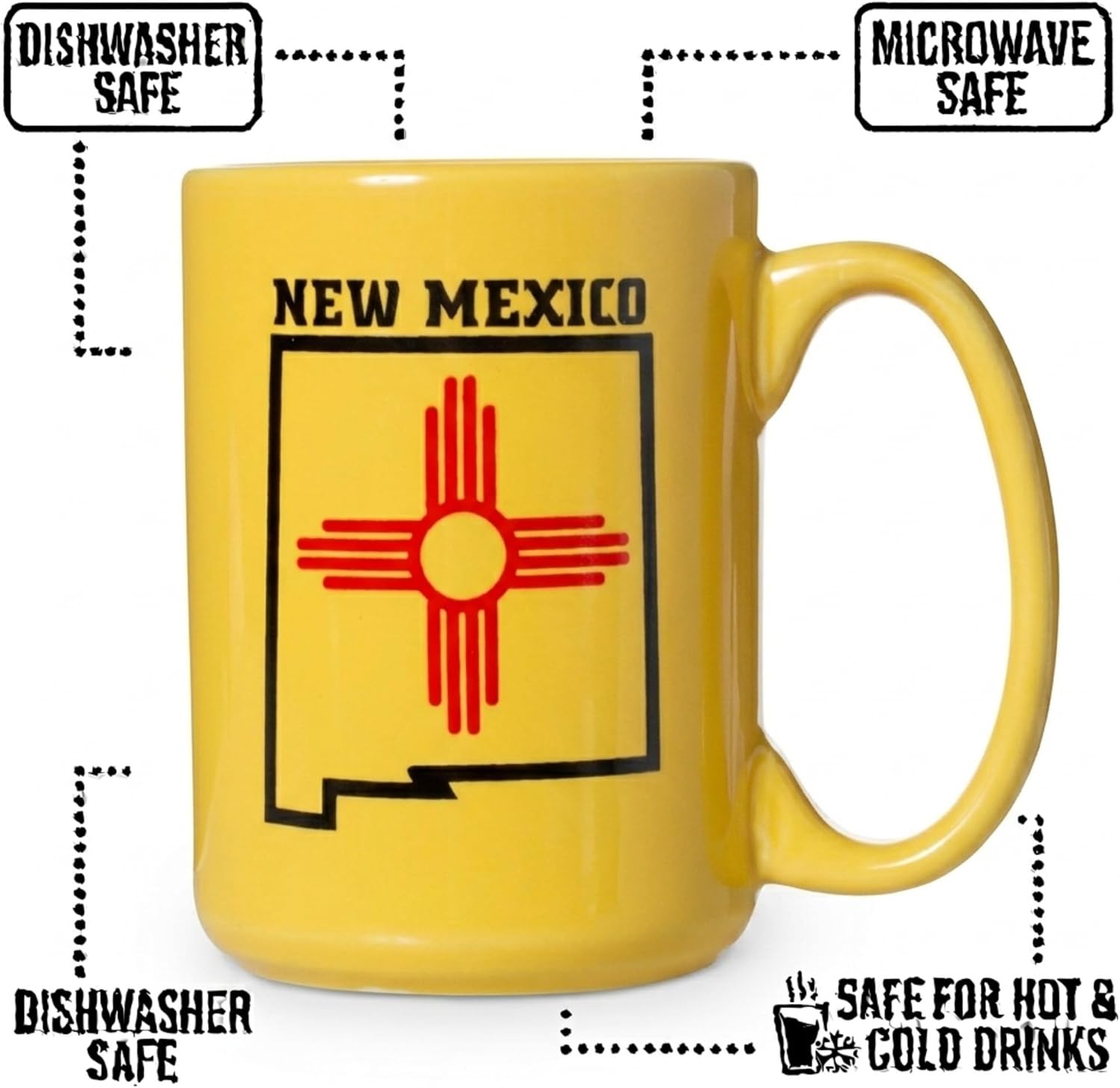 Artisan Owl New Mexico State Flag Mug – 15oz Large Ceramic Coffee Cup Durable Gift for New Mexicans, Tea & Hot Beverage Lovers image 3