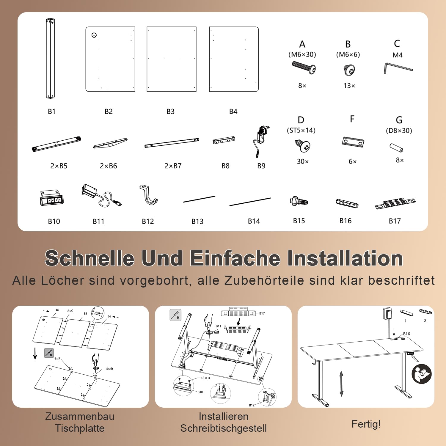 JUMMICO Elektrisch Höhenverstellbarer Schreibtisch 140 x 60 cm, Schreibtisch Höhenverstellbar mit 2 Memory-Funktion, Steh-Sitz Bürotisch, Computertisch mit Kabelmanagement Box, Wolkenweiß