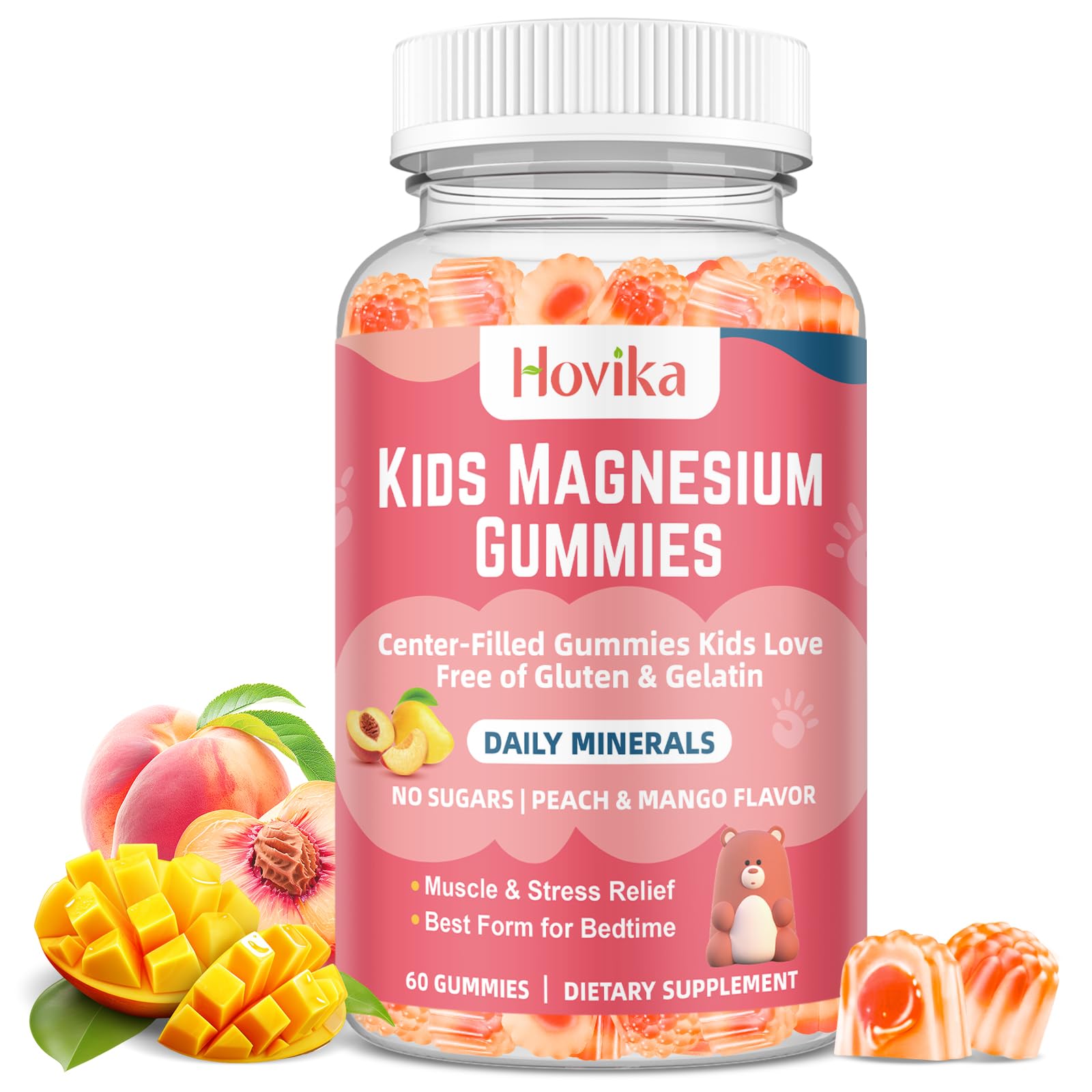 Magnesium Glycinate Gummies for Kids: Calm Magnesium Supplement for Kids & Adults with Zinc Citrate, GABA, Chamomile, Vitamin B6 & C - Sleep, Relaxation & Focus, Juicy Peach & Mango Flavor 60 Count Peach & Mango 60 Count (Pack of 1)