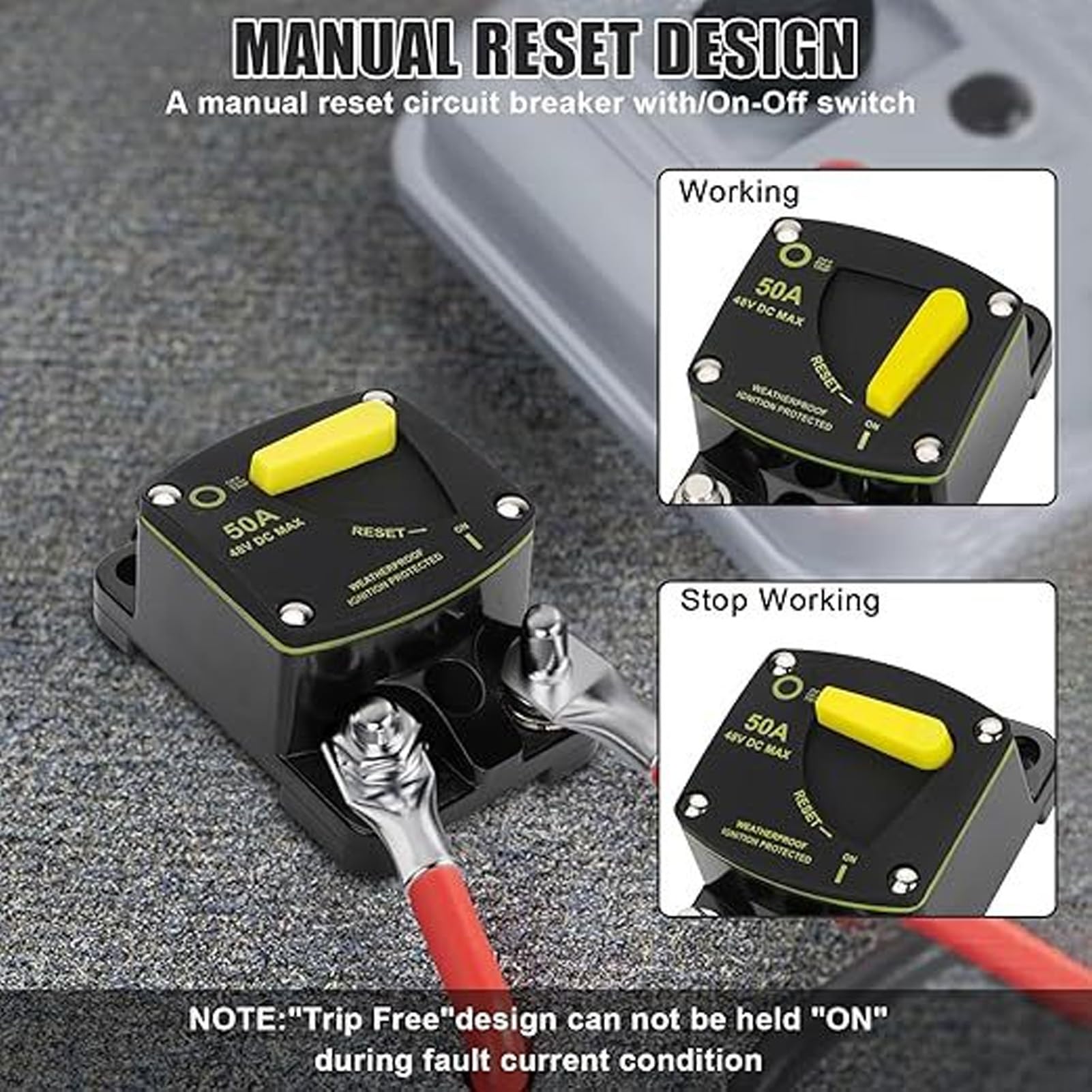 Hamolar 3 Interruttori Automatici 300A 12-48V DC Con Reset Manuale, Per Auto, Barca, Audio (con Connettori)