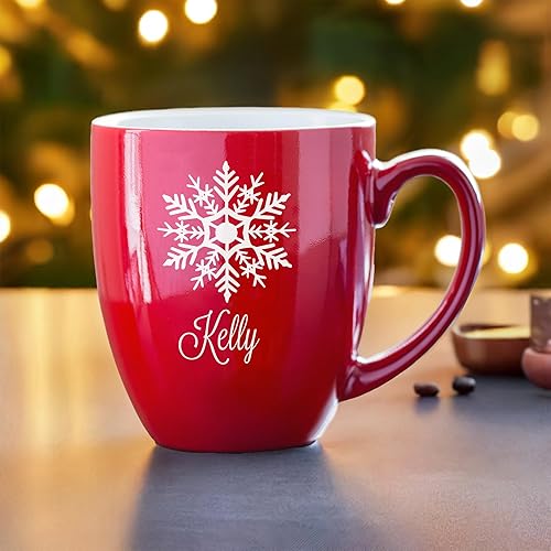 Miniatura 7 de Lifetime Creations Taza de Navidad personalizada tazas de café navideñas, taza de Navidad grabada de chocolate caliente, taza de copo de nieve con