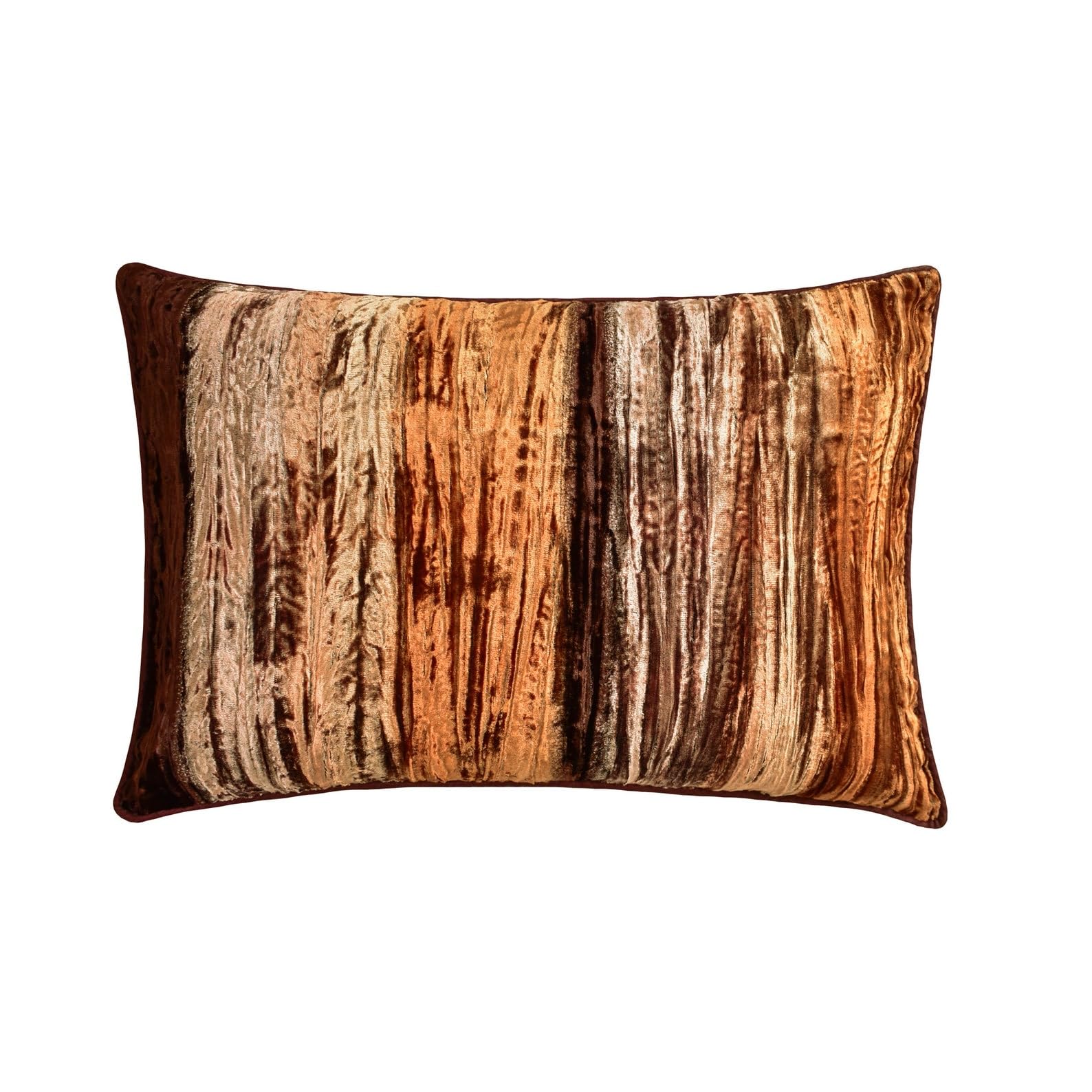 The HomeCentric Designer Brown Pack of 2, 30x65 cm (12"x26") Lumbar Cushion Covers, Velvet Ombre & Wringled Velvet Lumbar Cushion Covers, Ombre Pattern Modern Style - Ombre Twist โ image 1