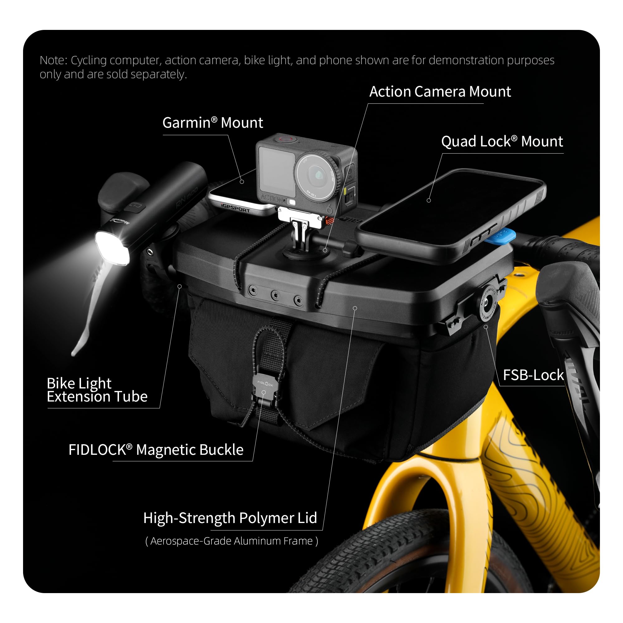 Rhinowalk Space Station Sac à dos pour guidon de vélo, design modulaire