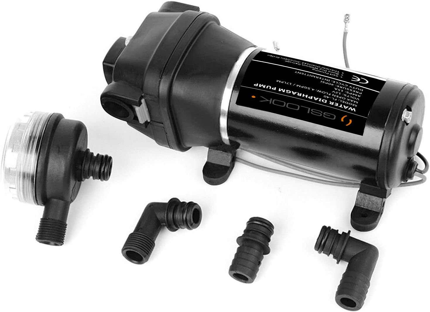DC24V Water Pressure Diaphragm Pump 4.5GPM 40PSI Self-Priming RV Pump Caravan/Boat/Marine