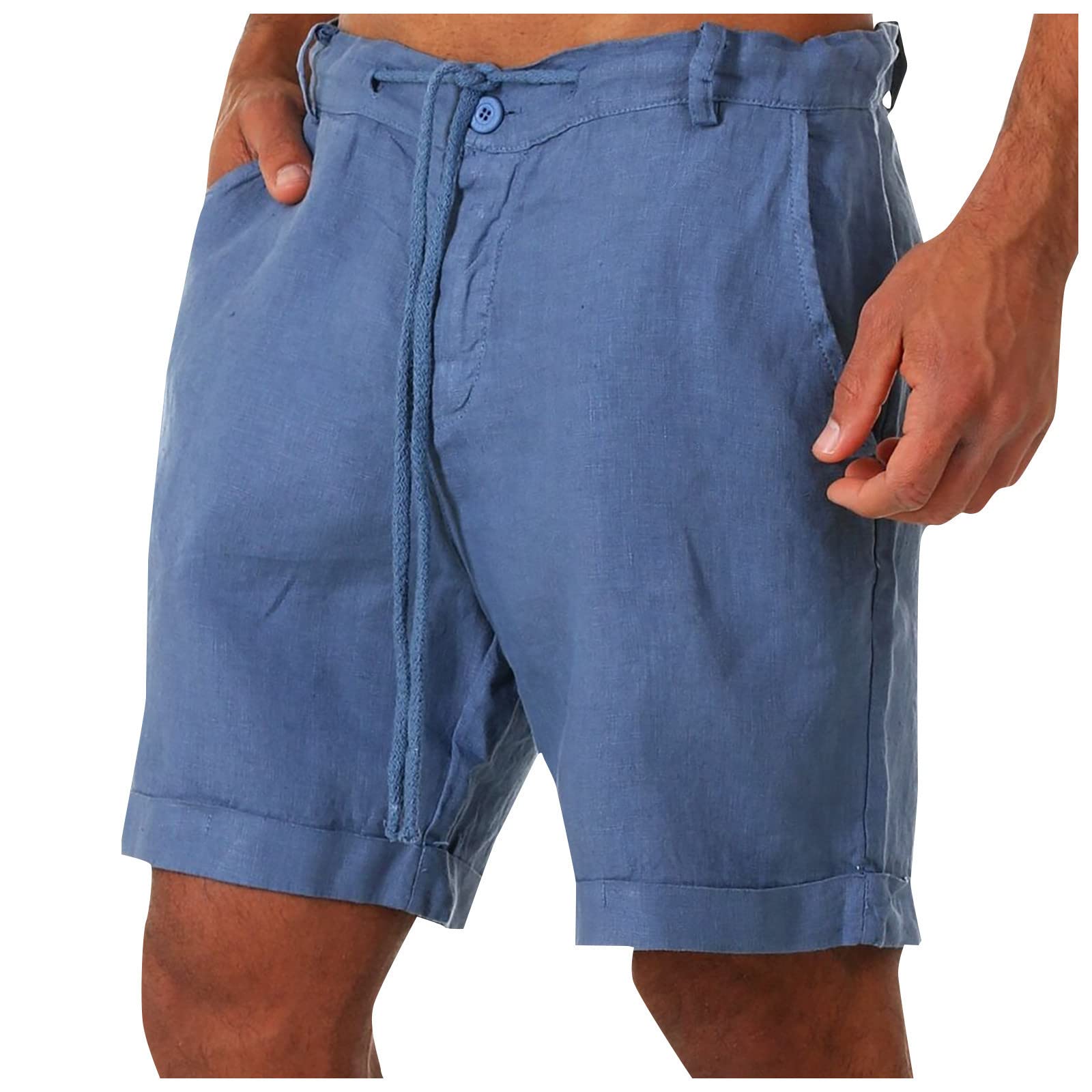 NUSGEAR 2023 Pantalones Cortos Hombre Verano Casual Moda Lino de algodón Deporte Running Pants Jogging Original Color sólido Cortos Pantalon Suelto Cómodo Cordón Pantalones de Playa Shorts