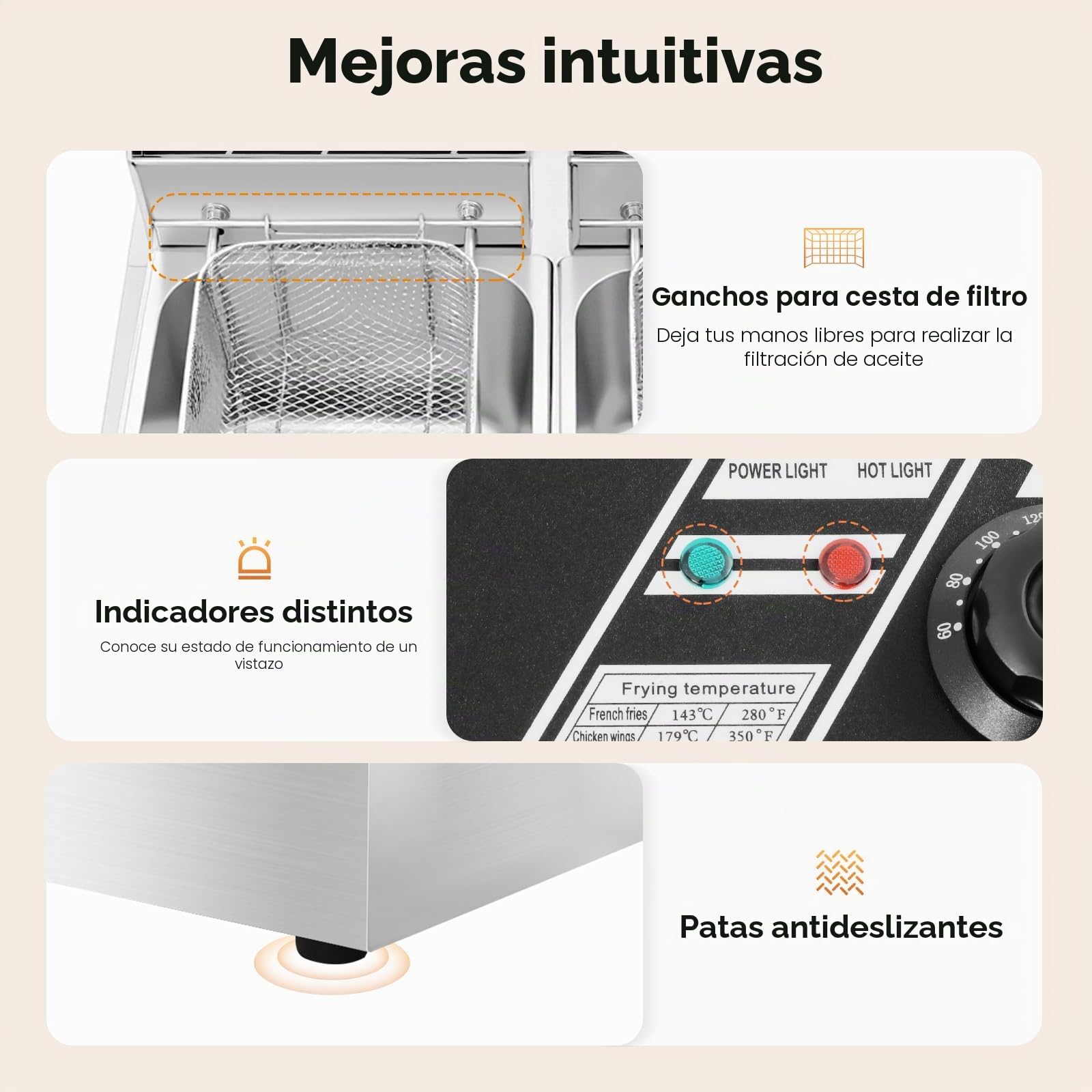 Freidora Eléctrica Profesional 2.5KW+2.5KW, Doble Tanque 12L con Escurridor, Cesta y Tapa, Acero Inoxidable Freidora Eléctrica Comercial para Restaurantes Comerciales