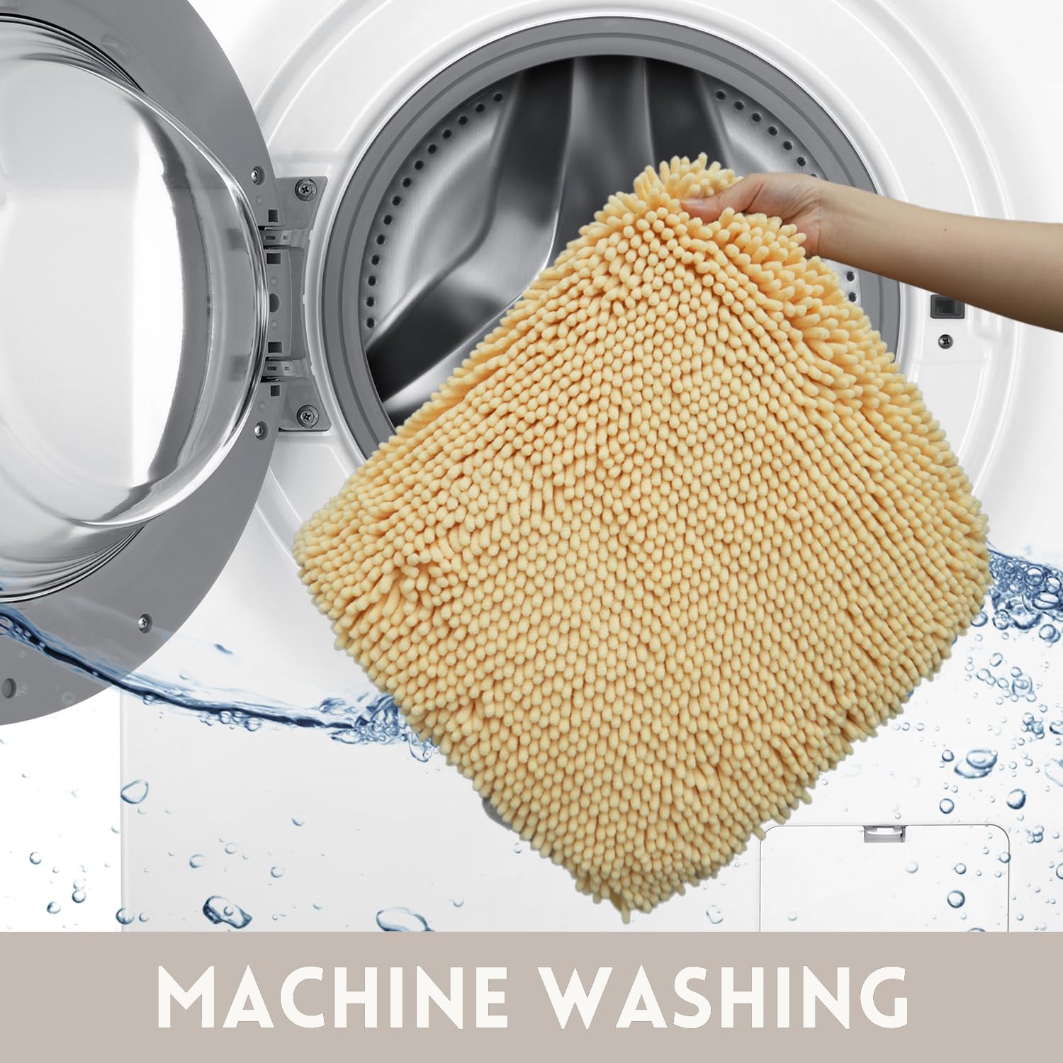 Lot de 3 tapis de salle de bain en chenille, très épais et absorbants, antidérapants, lavables en machine, séchage rapide, doux et confortable, utilisés sous la douche, baignoire et évier,