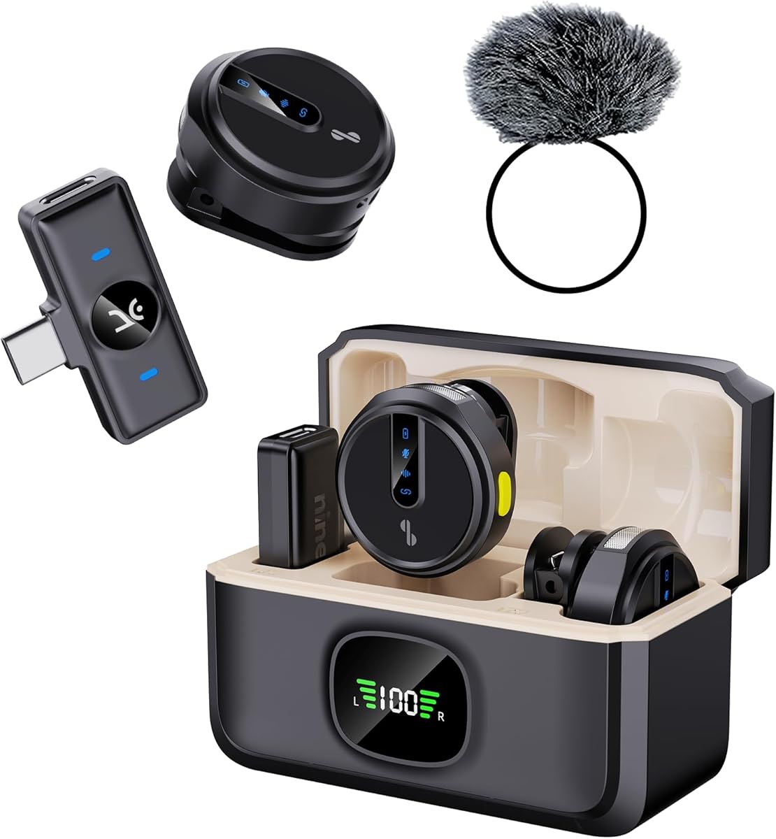 Kreo GoRec DOTS Ultra-Light Wireless Mic for YouTube, Vlogging &amp; Mobile Content, Bluetooth Microphone for Youtubers, Magnetic Clip (Duo, with Charging Case)