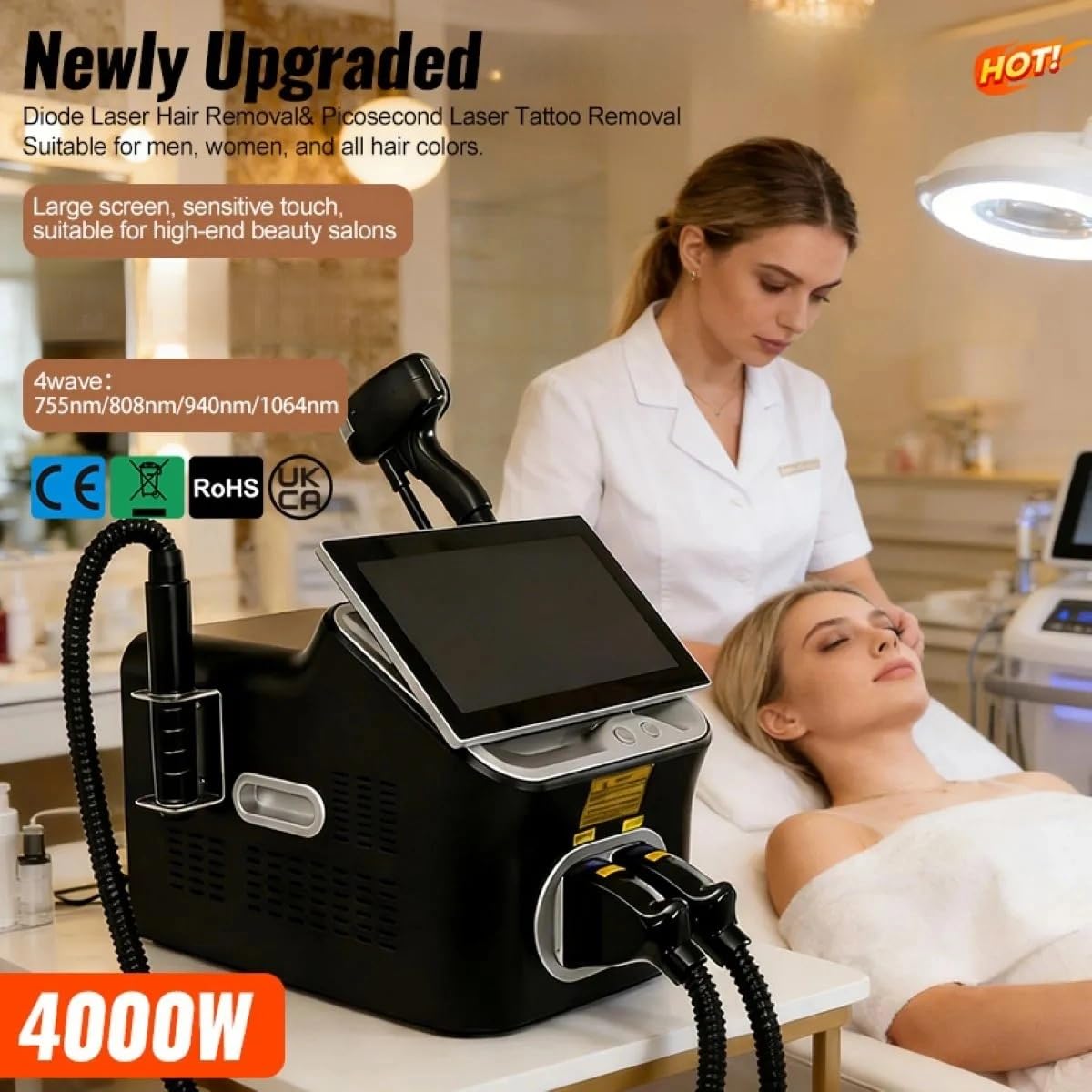 2-in-1 Hair Removal & Skin Brightening Device – Fade Acne Marks, Dark Spots, Minimize Pores, Safe for All Skin Tones
