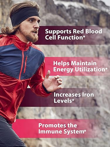 Vista 4 de Suplemento de hierro para mujeres y hombres, hierro de alta potencia de 65 mg con vitamina C 250 mg, pastillas de hierro de liberación lenta