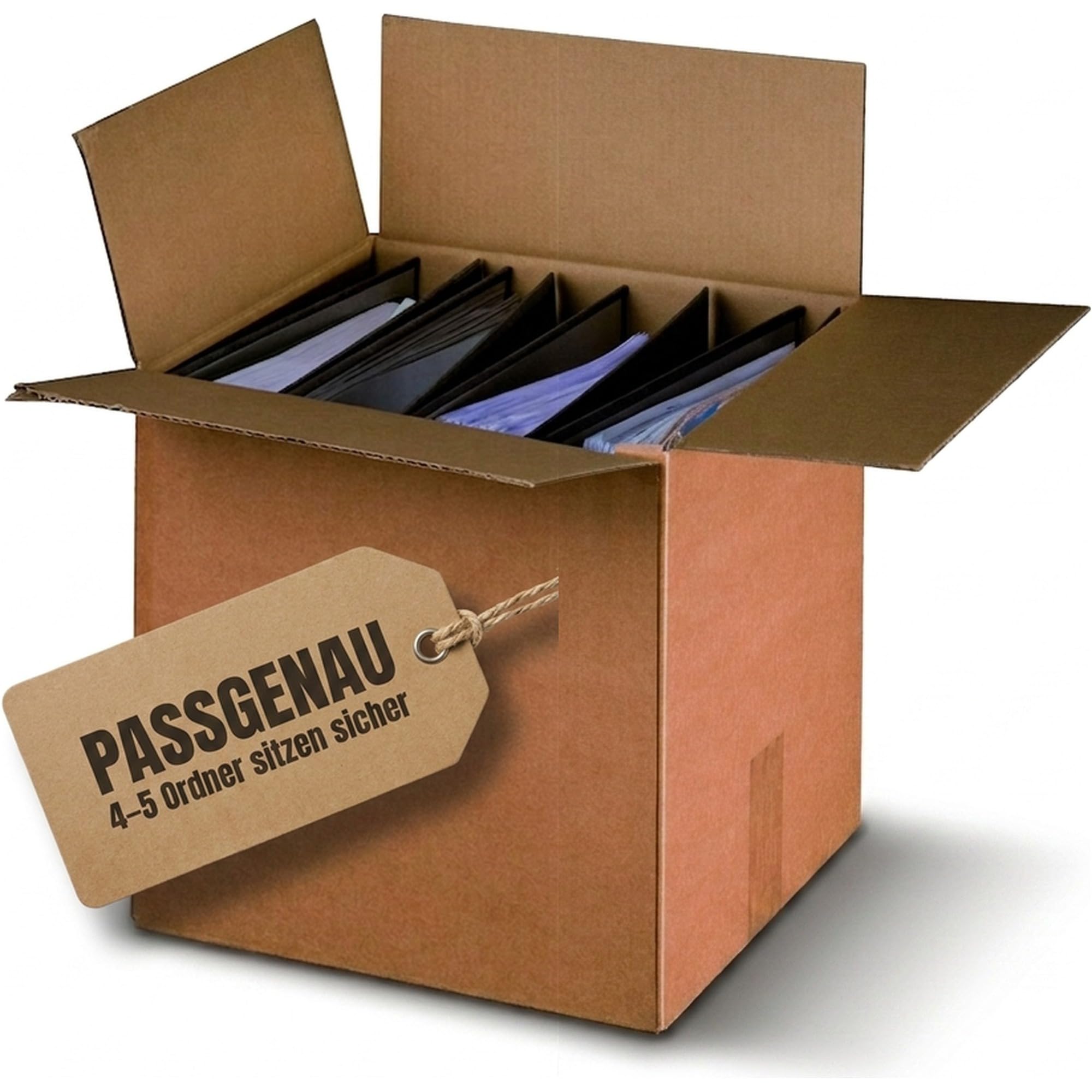 KK Verpackungen Ordner-Versandkarton für 4-5 Aktenordner 80mm | 90 Stück, 325x290x335 mm | Stabile B-Welle bis 20 kg | Archivkarton DIN A4 | Zum Verschicken und Archivieren